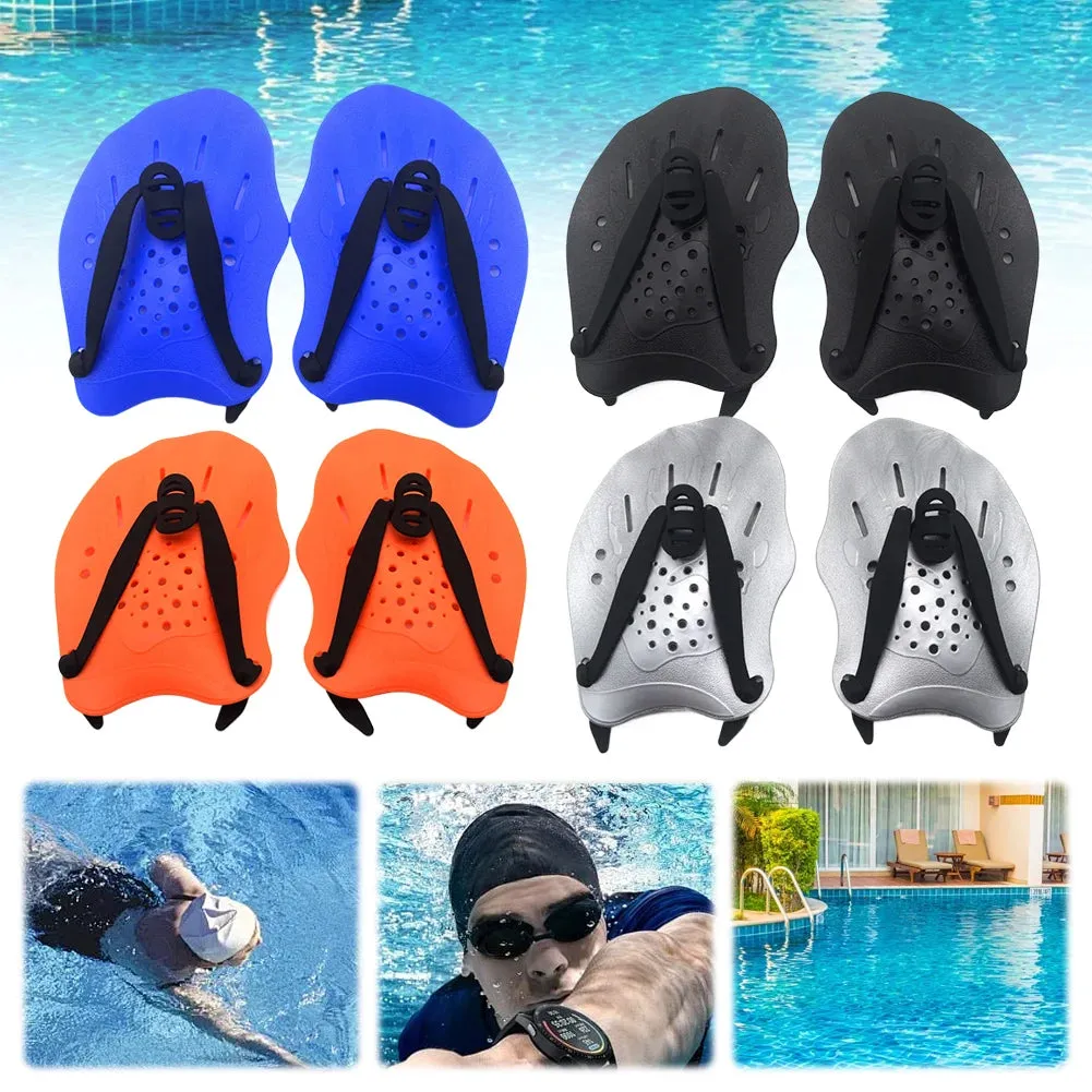 1 Pair Swimming Training Hand Paddles with Adjustable Straps Swim Hand Paddles Hand Fin Webbed Diving Gloves for Men Women Kids