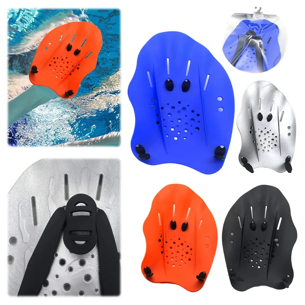 1 Pair Swimming Training Hand Paddles with Adjustable Straps Swim Hand Paddles Hand Fin Webbed Diving Gloves for Men Women Kids