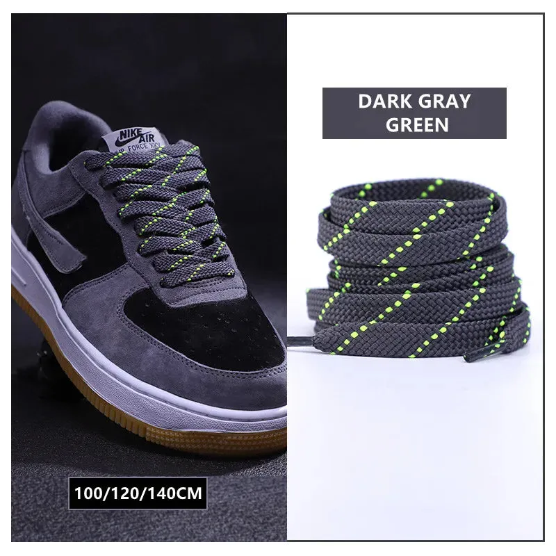 1pair Classic Sneakers Flat Mixed-colours Af1/aj Elastic Shoes Laces 100/120/140cm Length