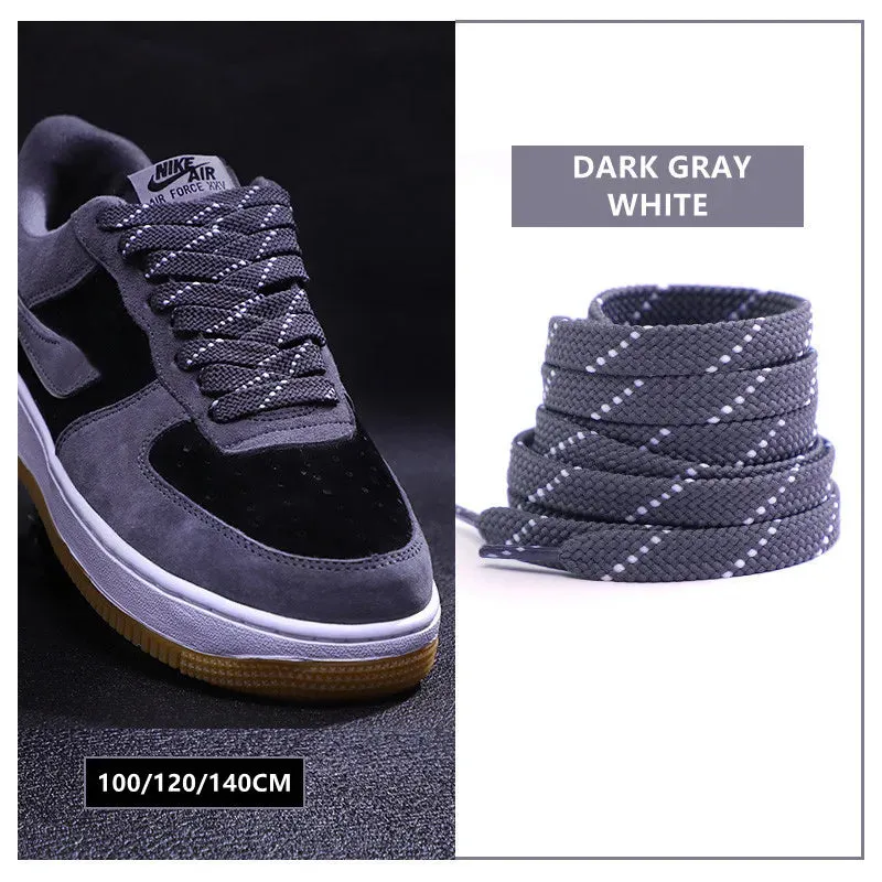 1pair Classic Sneakers Flat Mixed-colours Af1/aj Elastic Shoes Laces 100/120/140cm Length