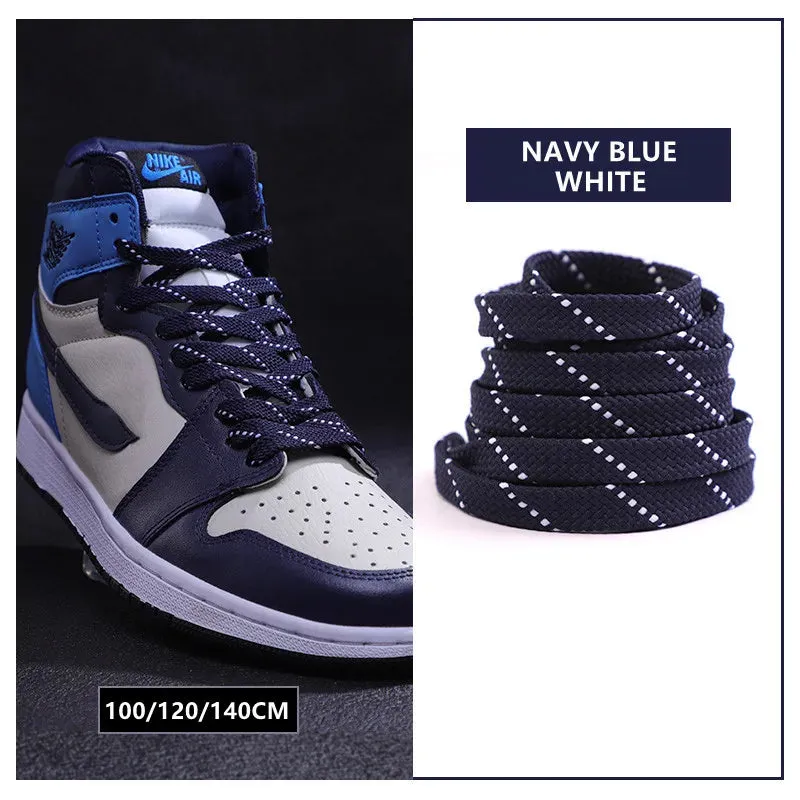 1pair Classic Sneakers Flat Mixed-colours Af1/aj Elastic Shoes Laces 100/120/140cm Length