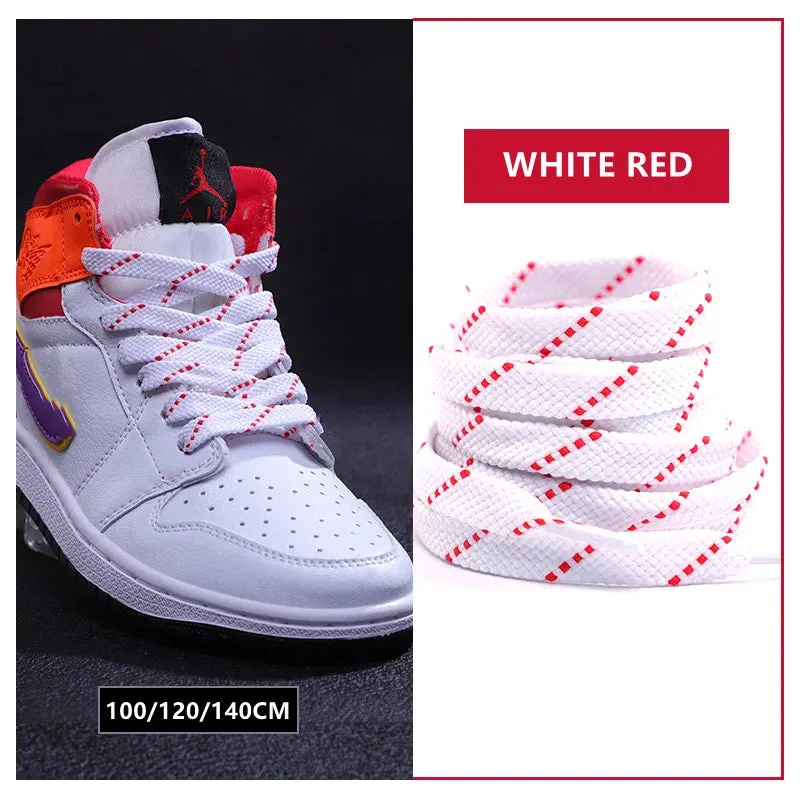 1pair Classic Sneakers Flat Mixed-colours Af1/aj Elastic Shoes Laces 100/120/140cm Length