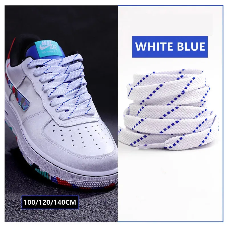 1pair Classic Sneakers Flat Mixed-colours Af1/aj Elastic Shoes Laces 100/120/140cm Length