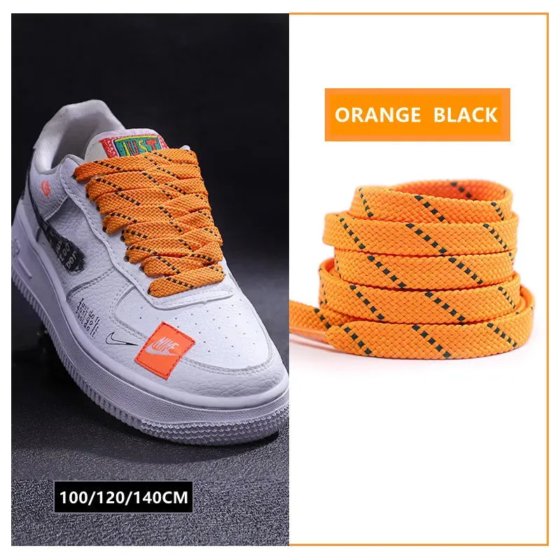1pair Classic Sneakers Flat Mixed-colours Af1/aj Elastic Shoes Laces 100/120/140cm Length