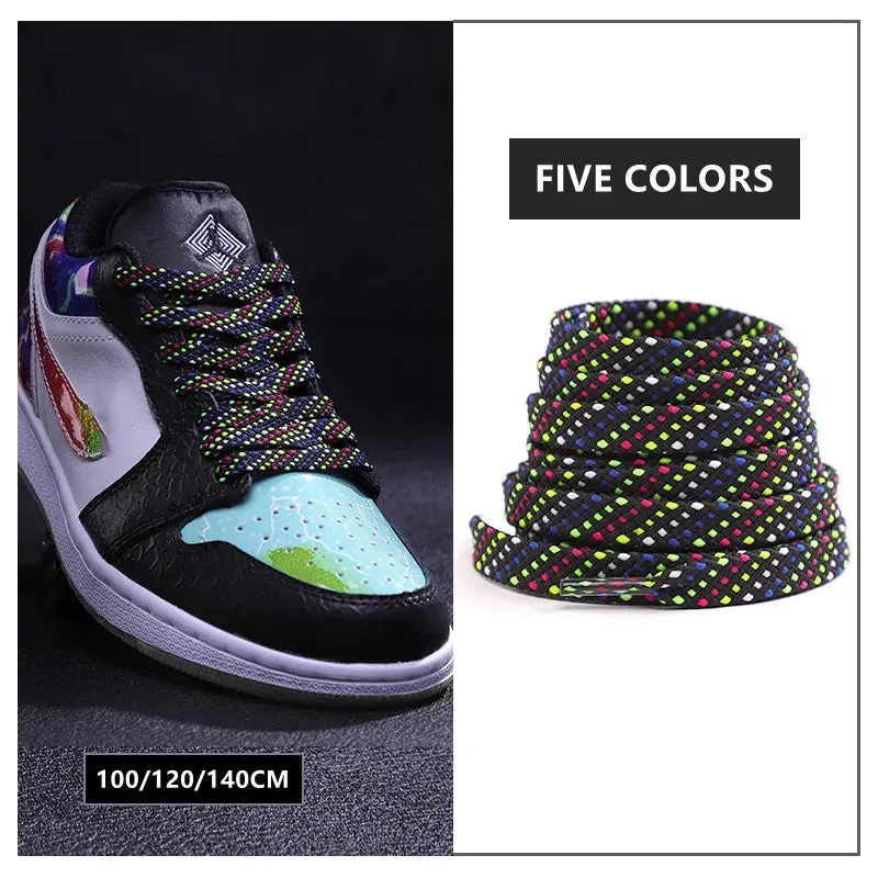 1pair Classic Sneakers Flat Mixed-colours Af1/aj Elastic Shoes Laces 100/120/140cm Length
