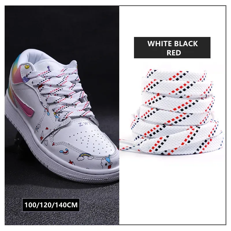 1pair Classic Sneakers Flat Mixed-colours Af1/aj Elastic Shoes Laces 100/120/140cm Length