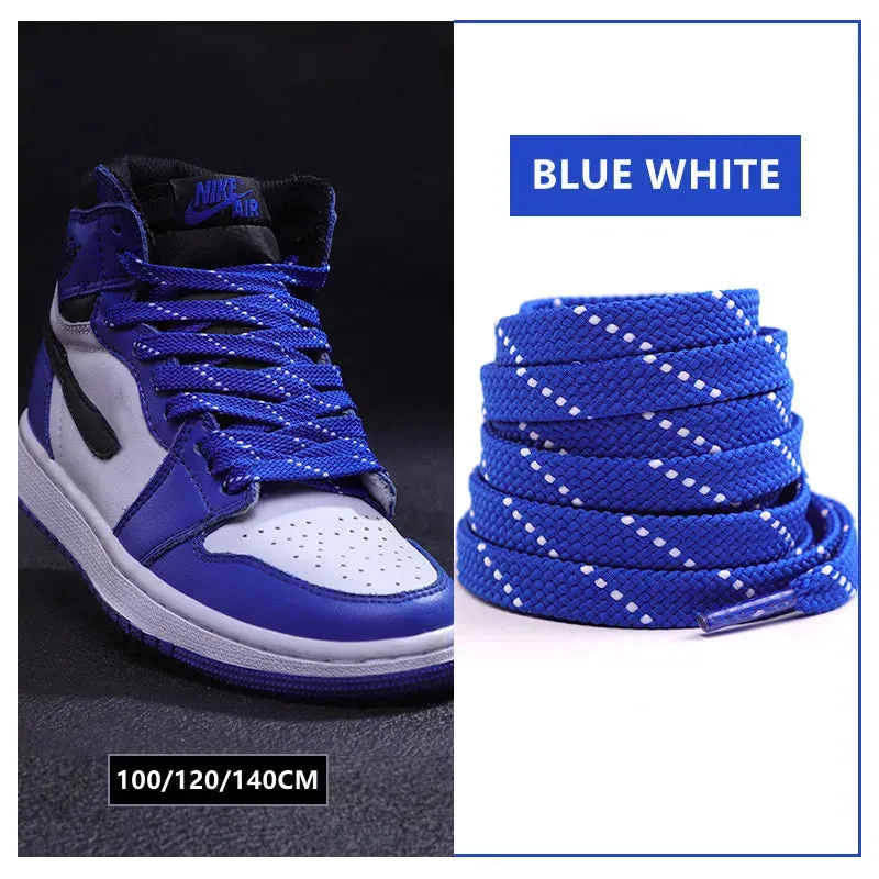 1pair Classic Sneakers Flat Mixed-colours Af1/aj Elastic Shoes Laces 100/120/140cm Length