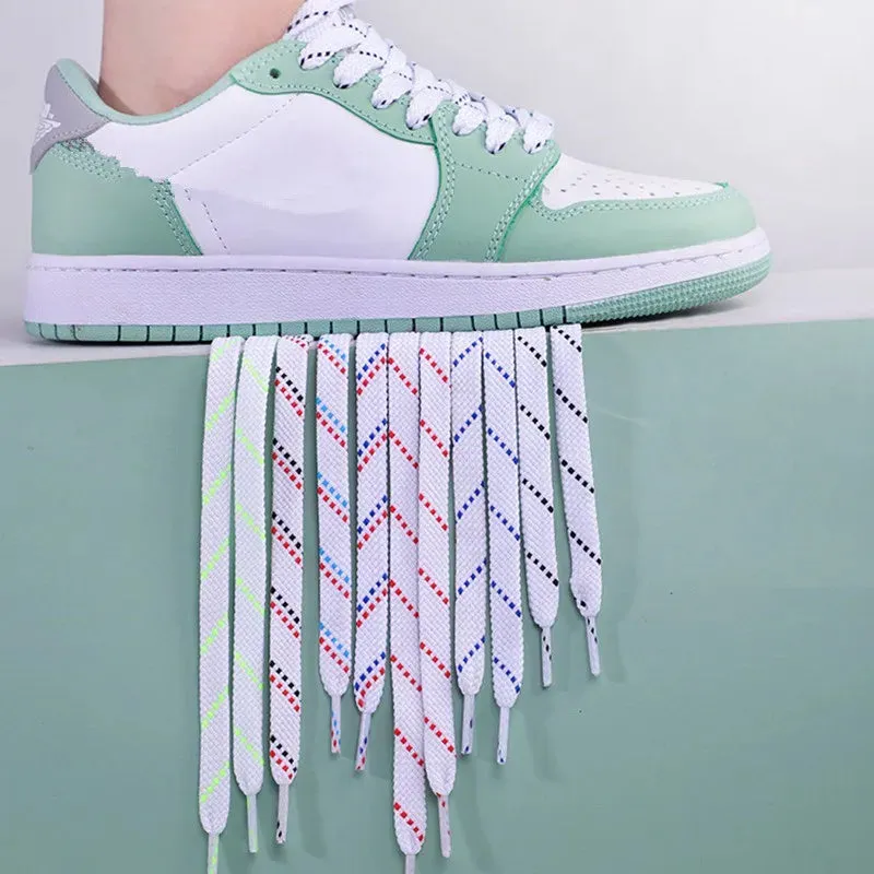 1pair Classic Sneakers Flat Mixed-colours Af1/aj Elastic Shoes Laces 100/120/140cm Length