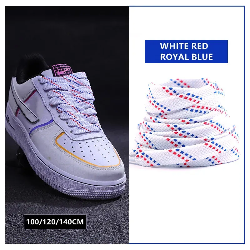1pair Classic Sneakers Flat Mixed-colours Af1/aj Elastic Shoes Laces 100/120/140cm Length