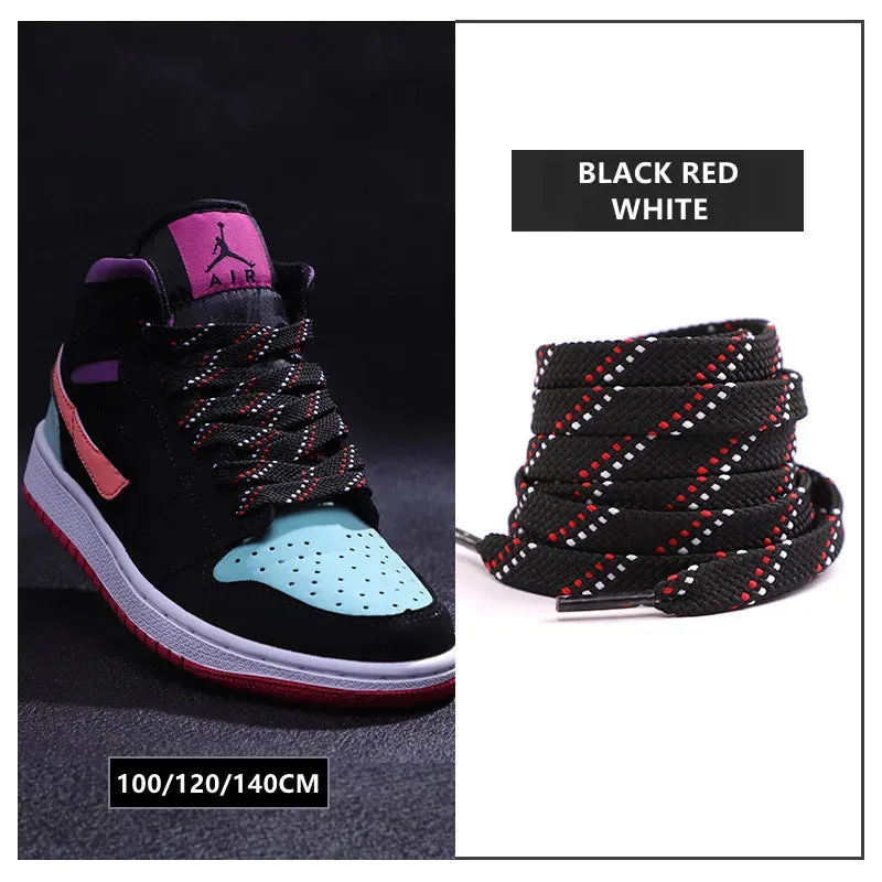 1pair Classic Sneakers Flat Mixed-colours Af1/aj Elastic Shoes Laces 100/120/140cm Length
