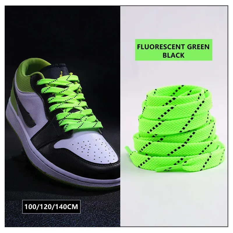 1pair Classic Sneakers Flat Mixed-colours Af1/aj Elastic Shoes Laces 100/120/140cm Length