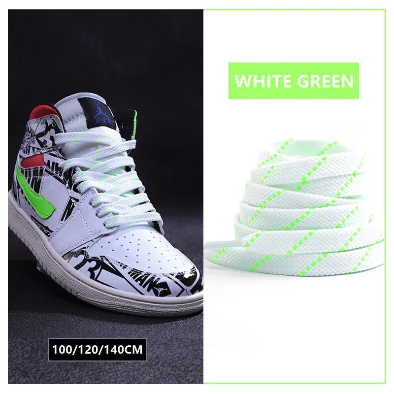 1pair Classic Sneakers Flat Mixed-colours Af1/aj Elastic Shoes Laces 100/120/140cm Length