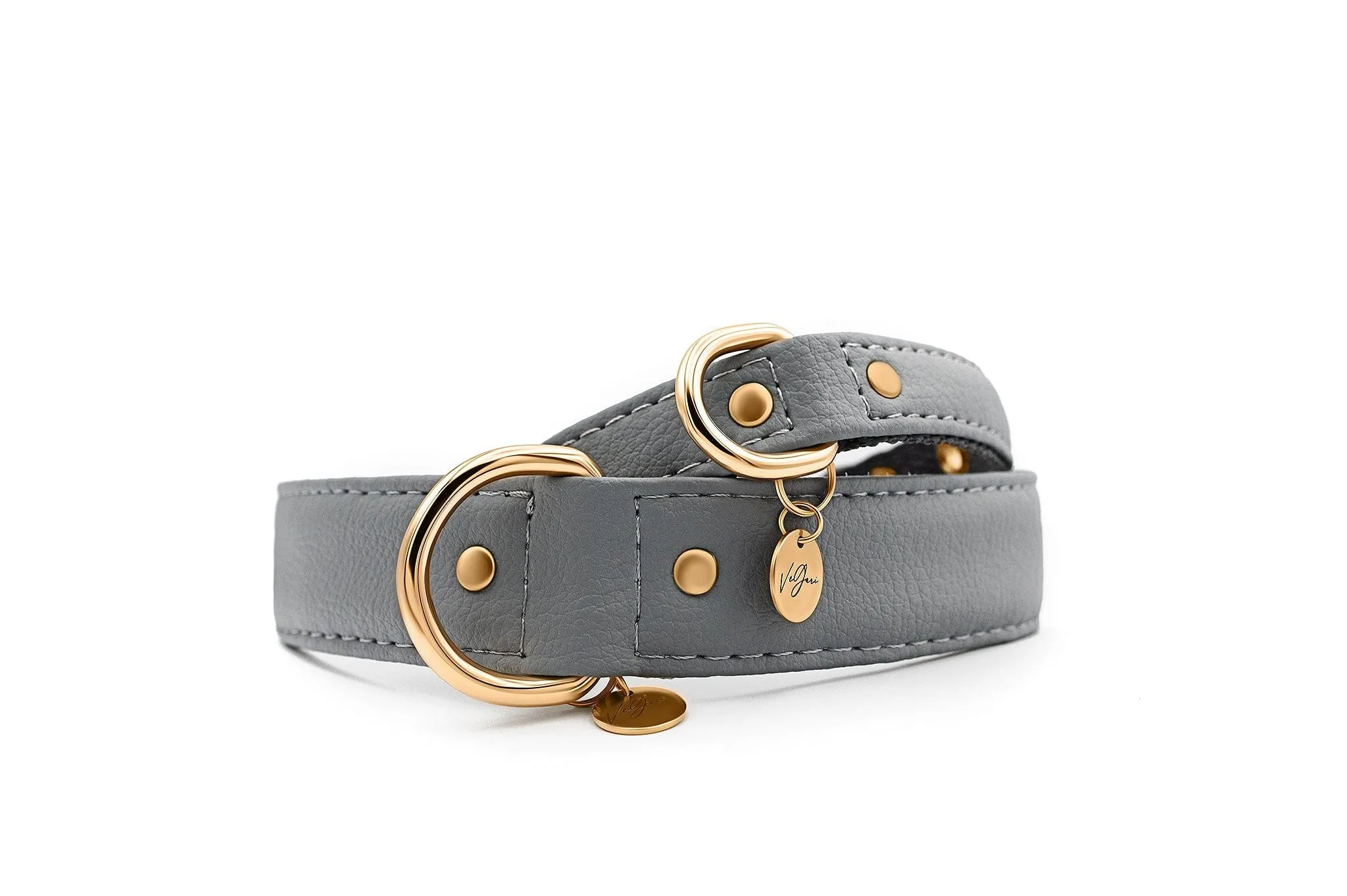 2 In 1 Piñatex® Vegan Leather Dog Collar & Leash Set | Grey