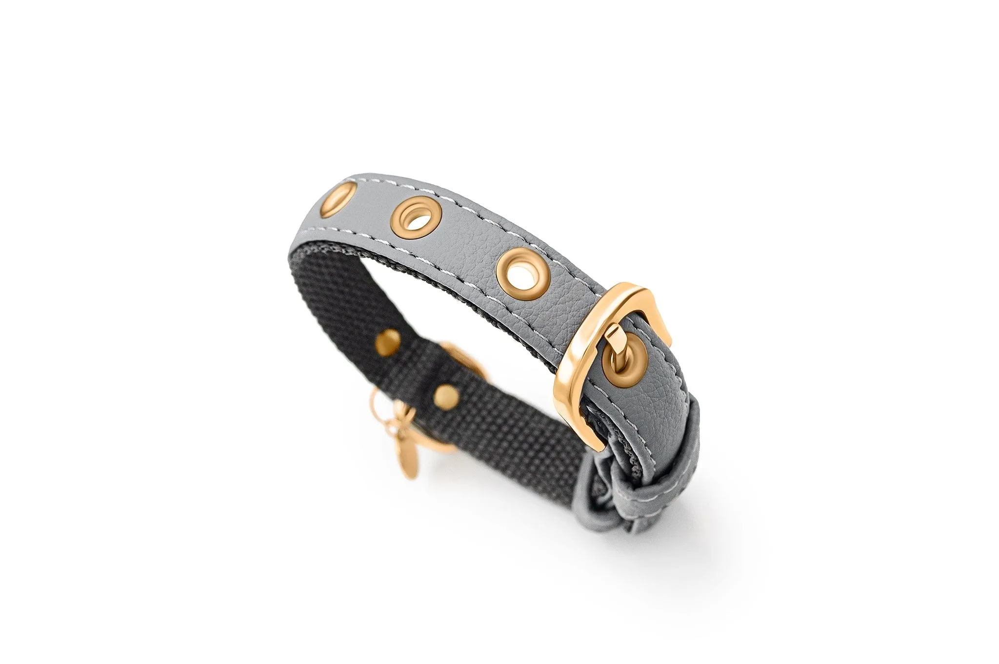 2 In 1 Piñatex® Vegan Leather Dog Collar & Leash Set | Grey