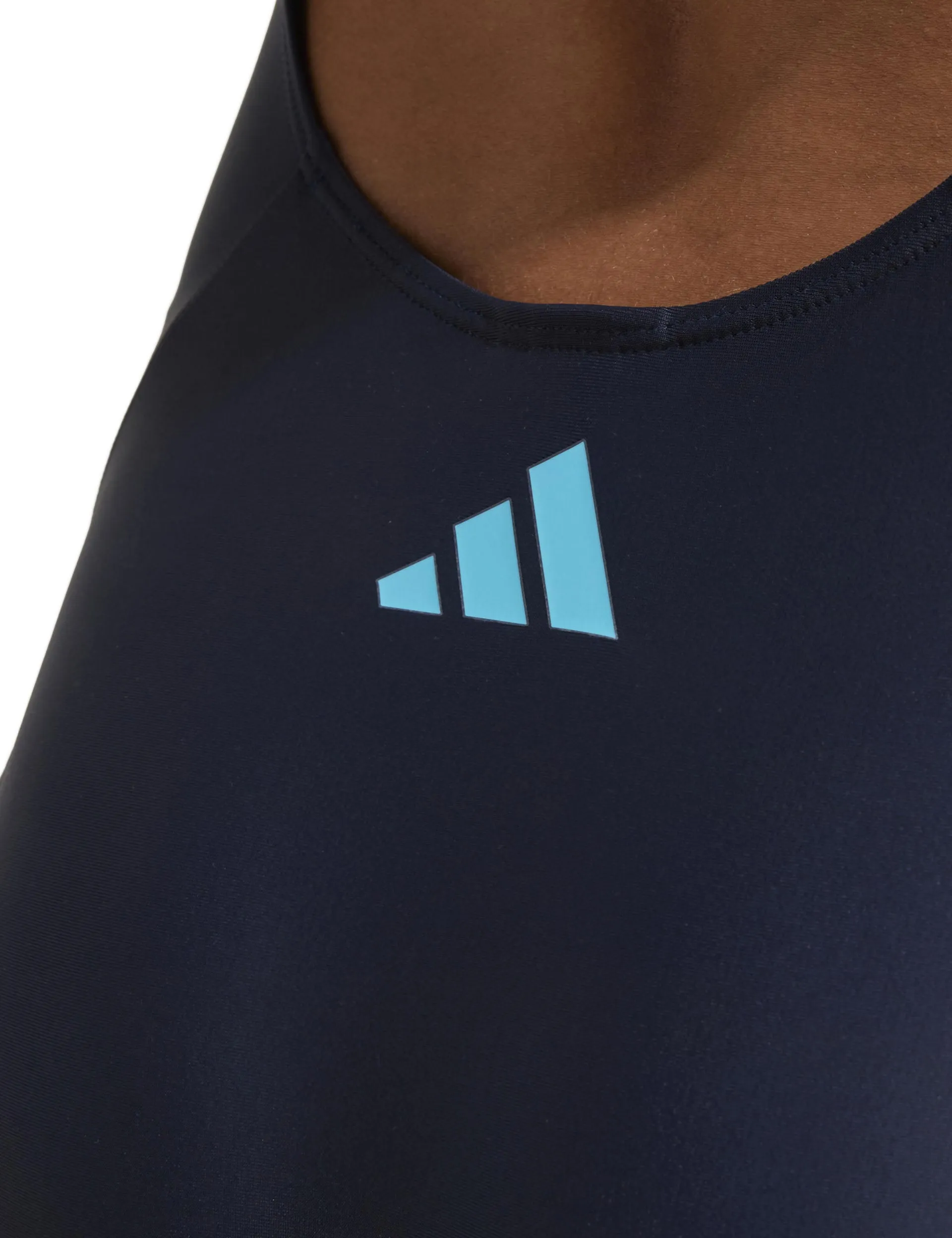3-Stripes V-Back Swimsuit - Legend Ink/Lucid Cyan