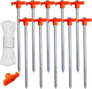 ABCCANOPY Tent Stakes 16" Camping Tent Stakes, 10pc-Pack (Orange)