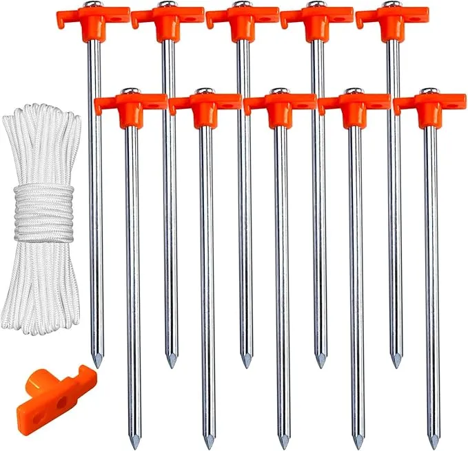 ABCCANOPY Tent Stakes 16" Camping Tent Stakes, 10pc-Pack (Orange)