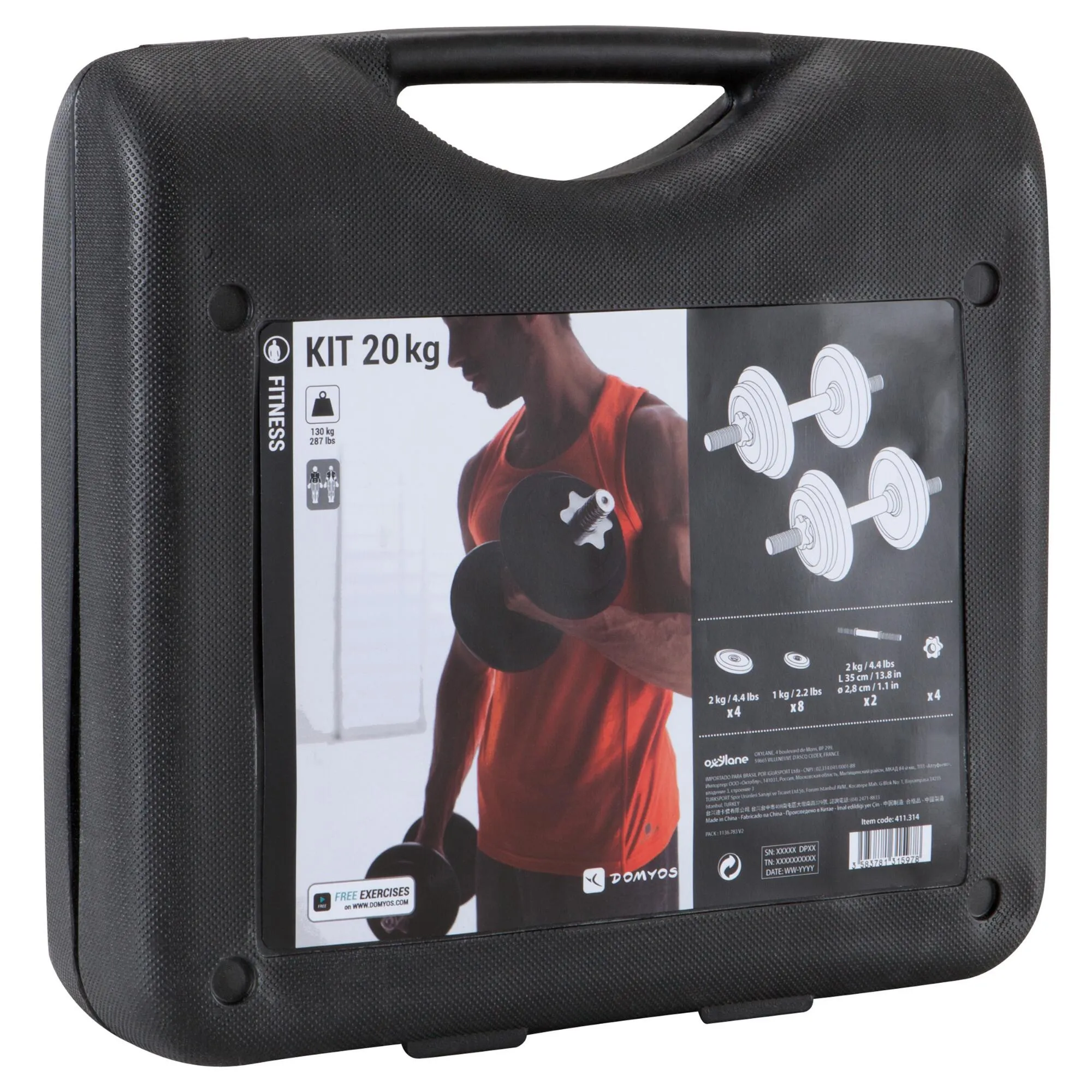Adjustable Strength Training Dumbbell Set with Carrying Case, 44 lbs