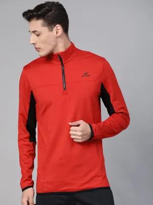 Alcis Men Red Solid Training Sweatshirt
