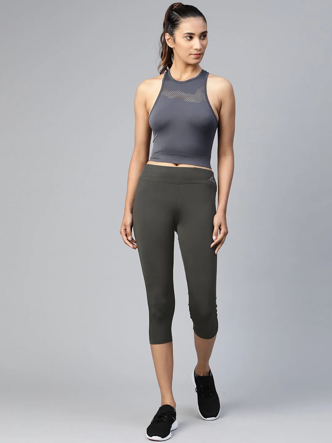 Alcis Women Black Solid Training Tights