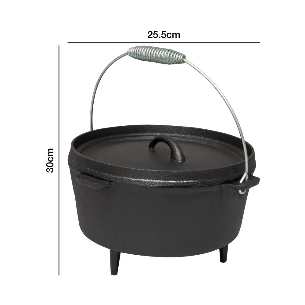 Andes Camping Cast Iron Dutch Oven & Tripod