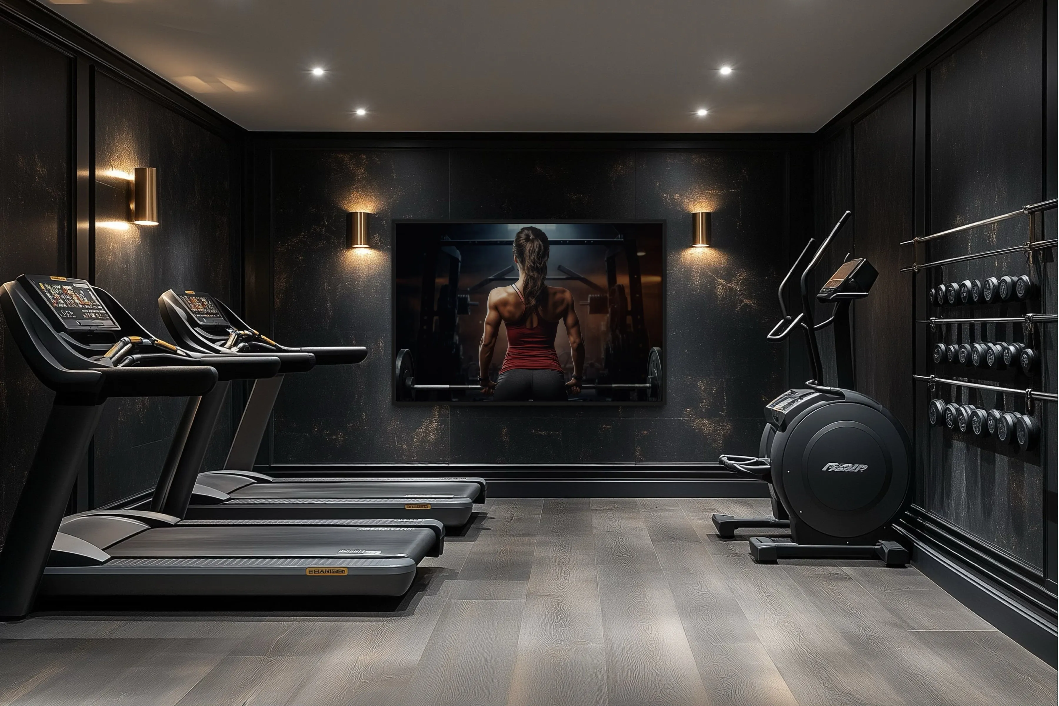 Athletic Woman Lifting Barbell Female Gym Wall Art