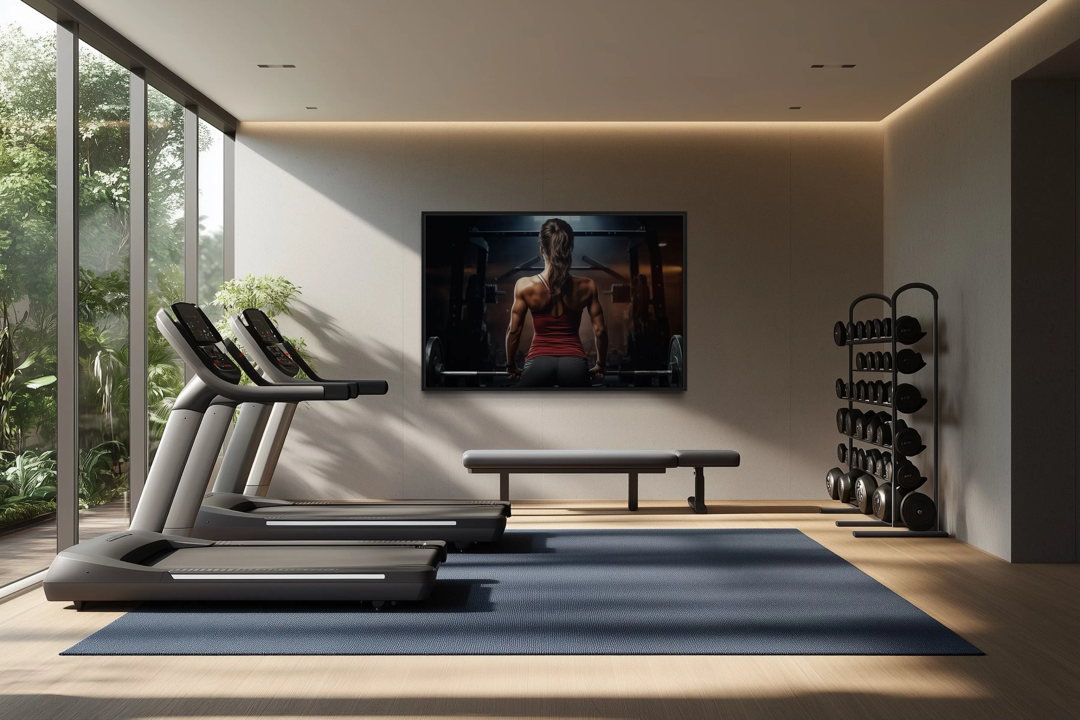 Athletic Woman Lifting Barbell Female Gym Wall Art