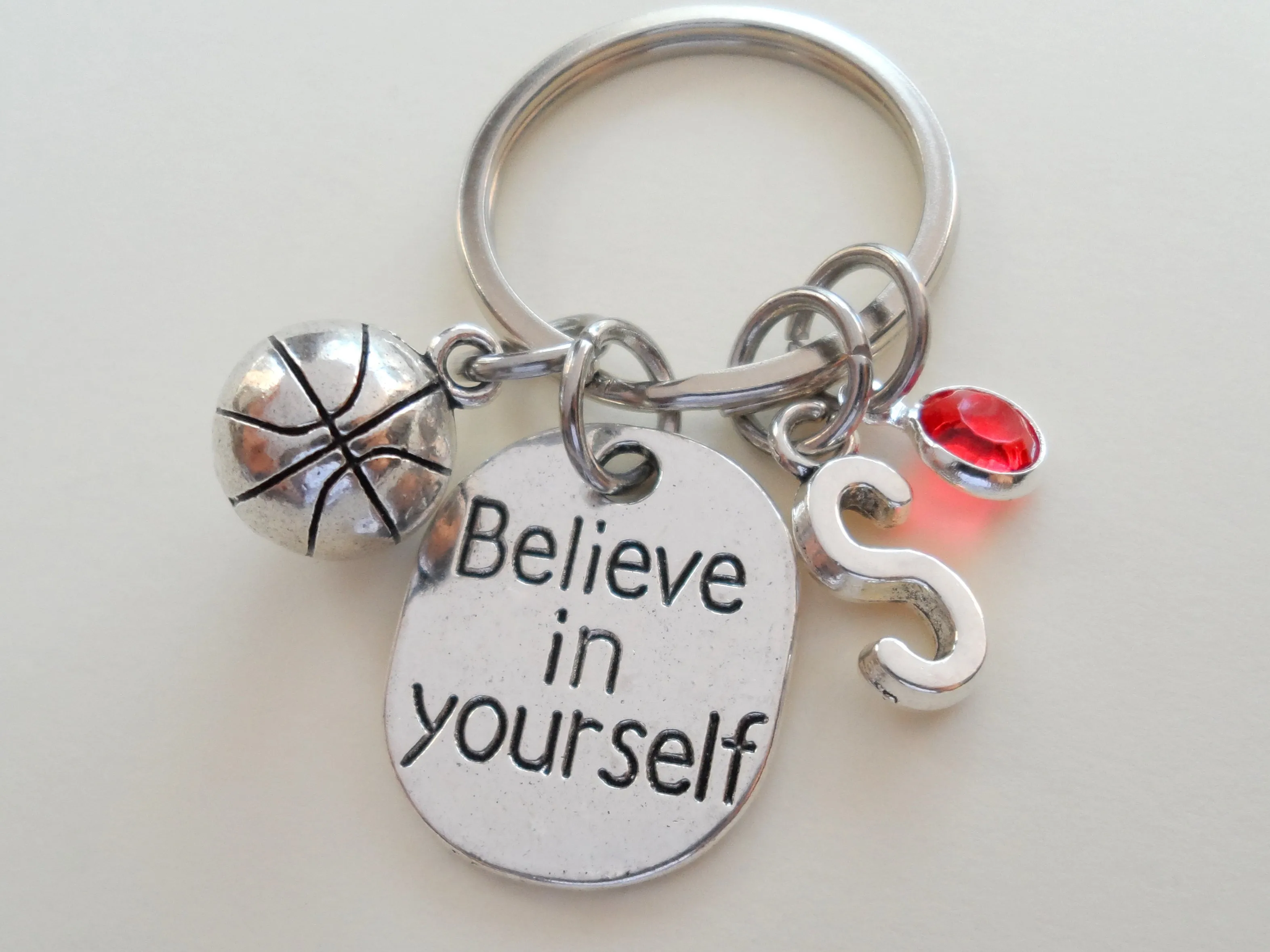 Believe in Yourself and Basketball Keychain, Basketball Player Encouragement Gift