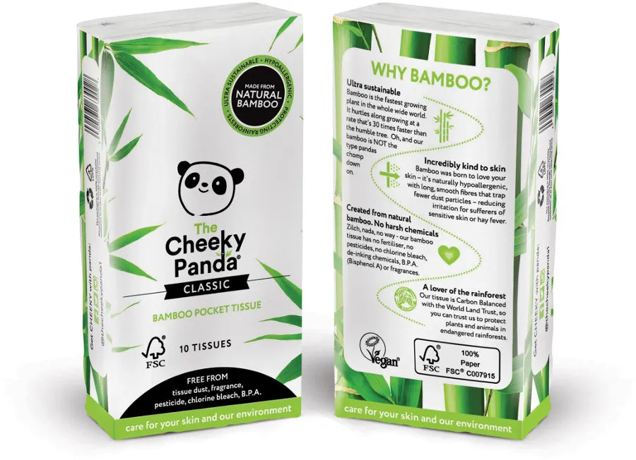 Cheeky Panda  Classic Bamboo Pocket Tissue 8 Pack