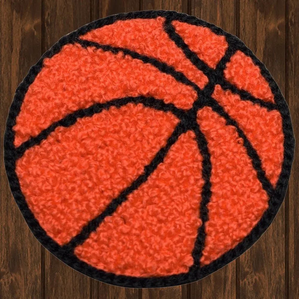 Chenille Basketball Embroidered Patch — Iron On