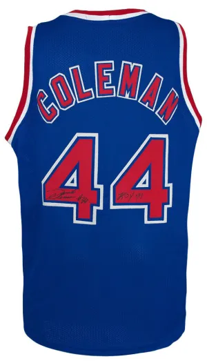 Derrick Coleman Signed Blue Custom Basketball Jersey w/ROY'91 -(SCHWARTZ COA)