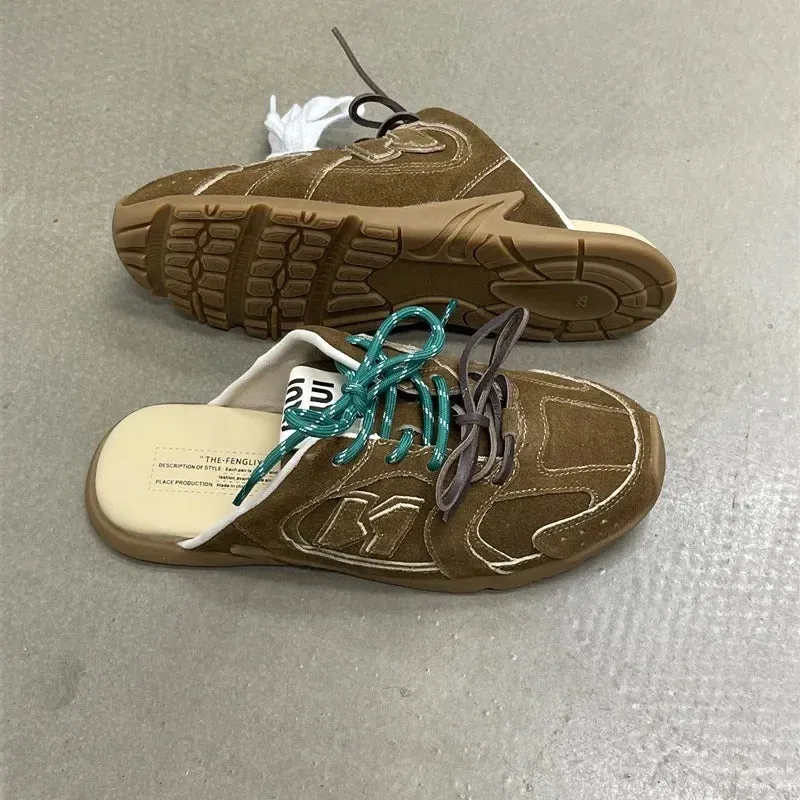 Dual-Colored Leather Sneakers for Casual Fitness