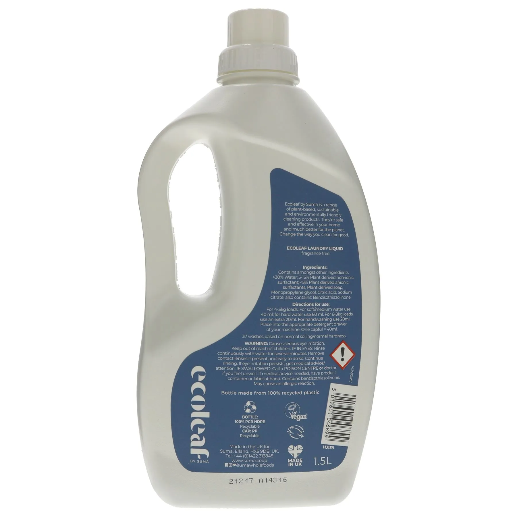 Ecoleaf | Laundry Liquid - Fragrance Free | 1.5l