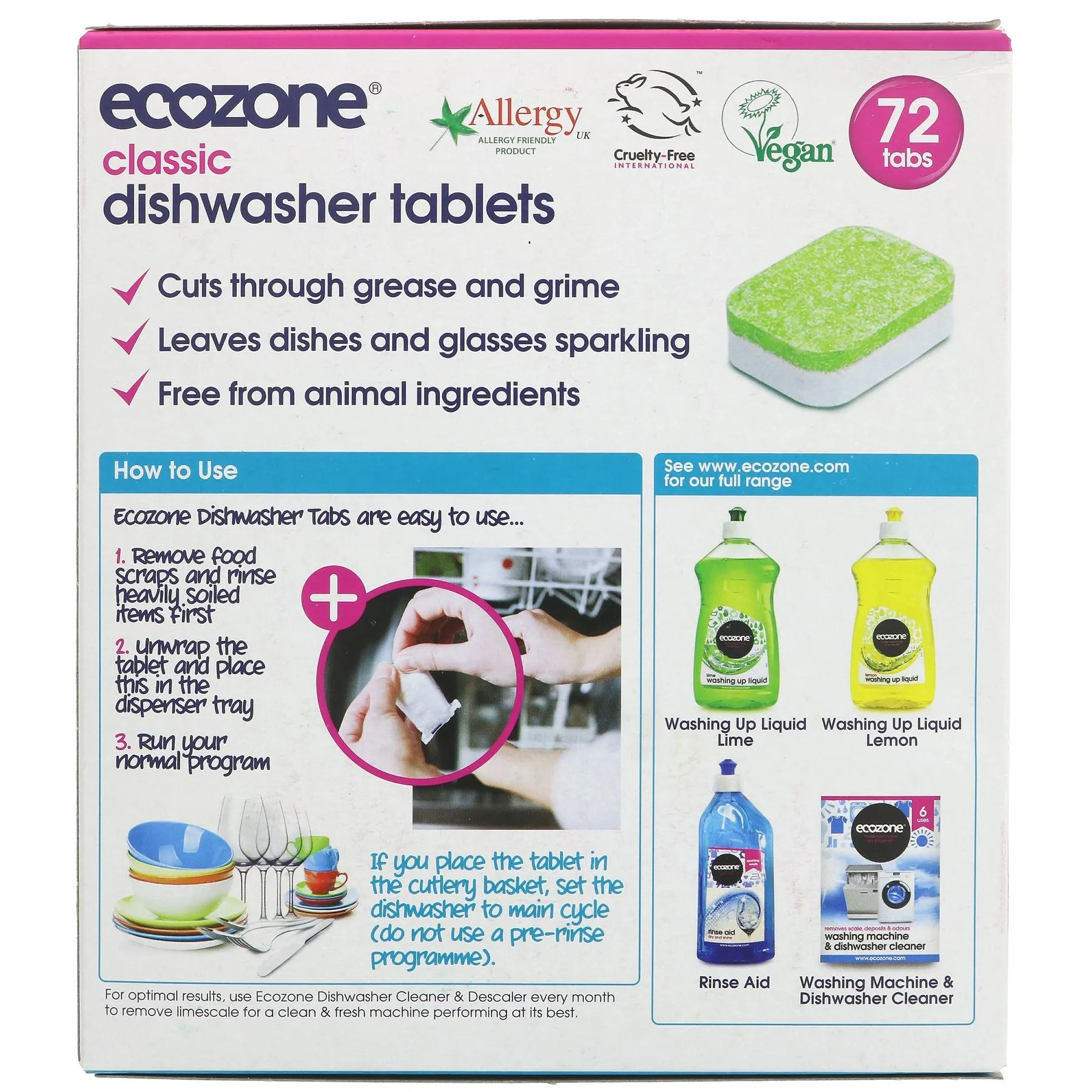 Ecozone | Dishwasher Tablets Classic 72 - 72 Tablets. In Soluble Wrapper | 72 tablets