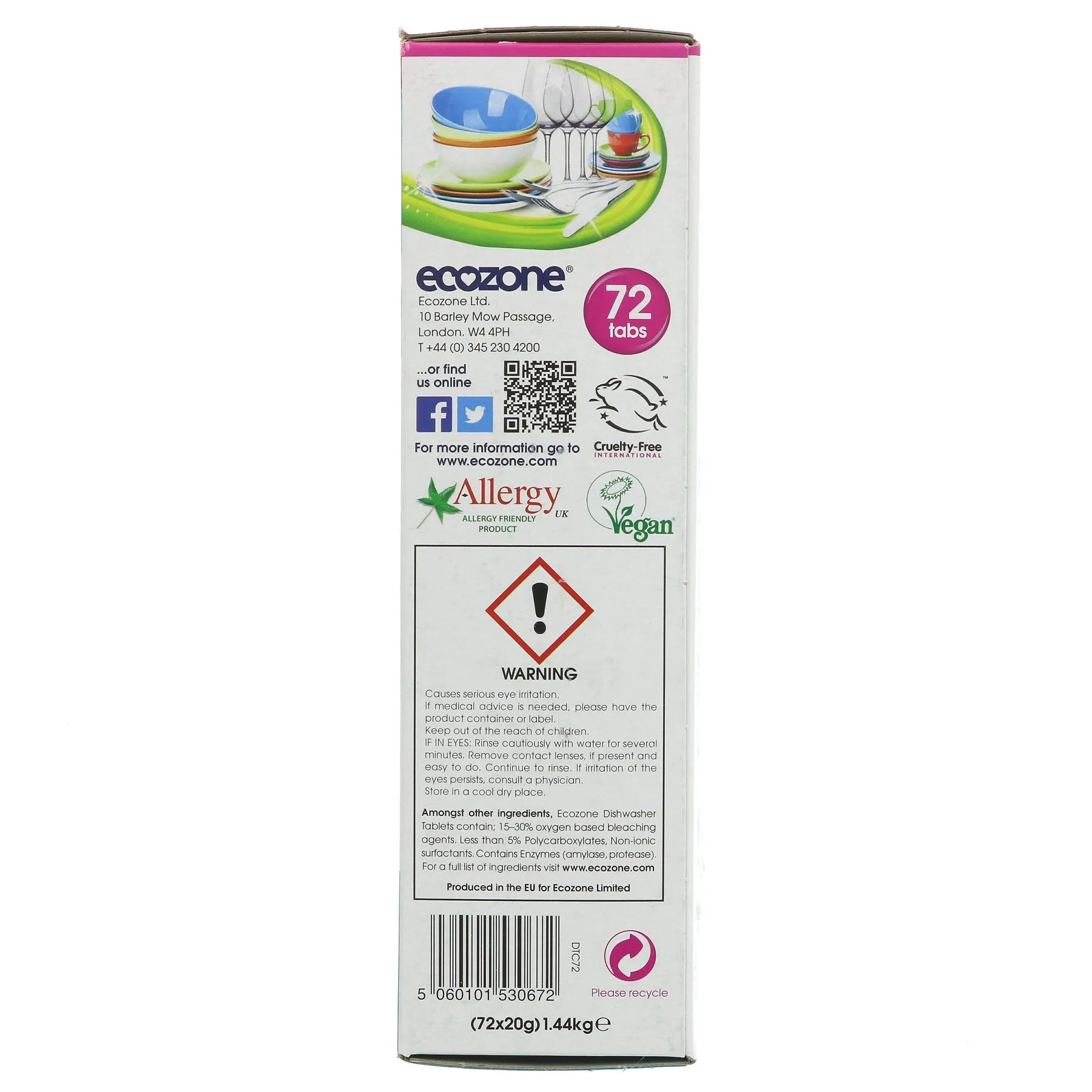Ecozone | Dishwasher Tablets Classic 72 - 72 Tablets. In Soluble Wrapper | 72 tablets