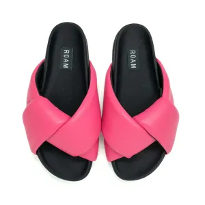 FOLDY PUFFY SANDALS WITH VEGAN LEATHER - FUCHSIA