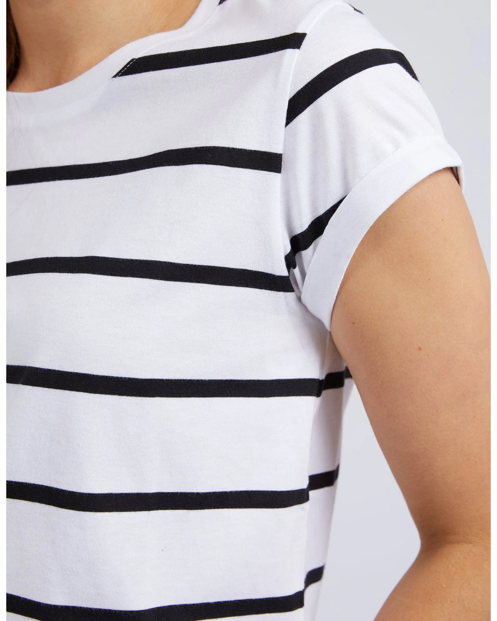 Foxwood Manly Stripe Tee - White with Black Stripe