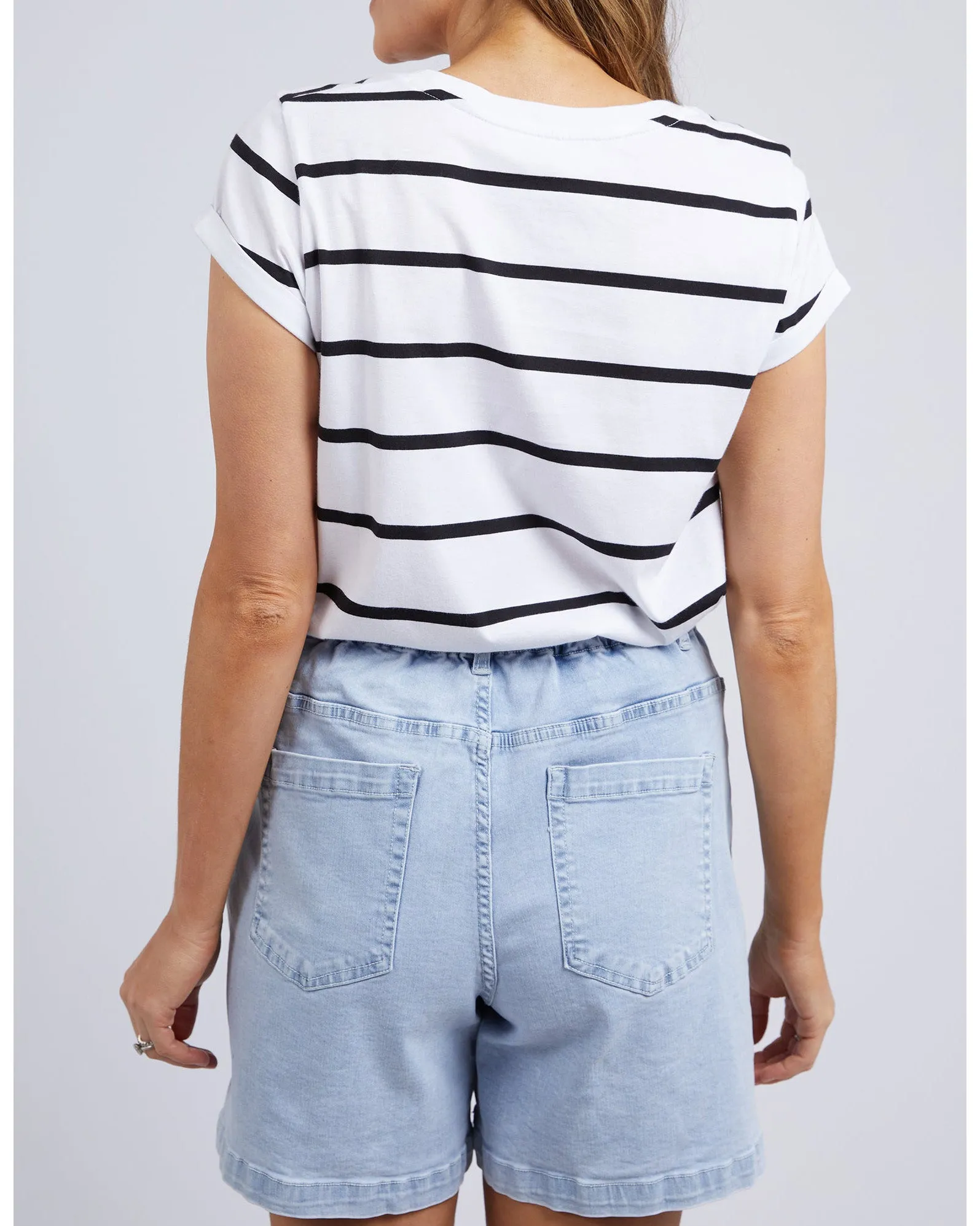 Foxwood Manly Stripe Tee - White with Black Stripe