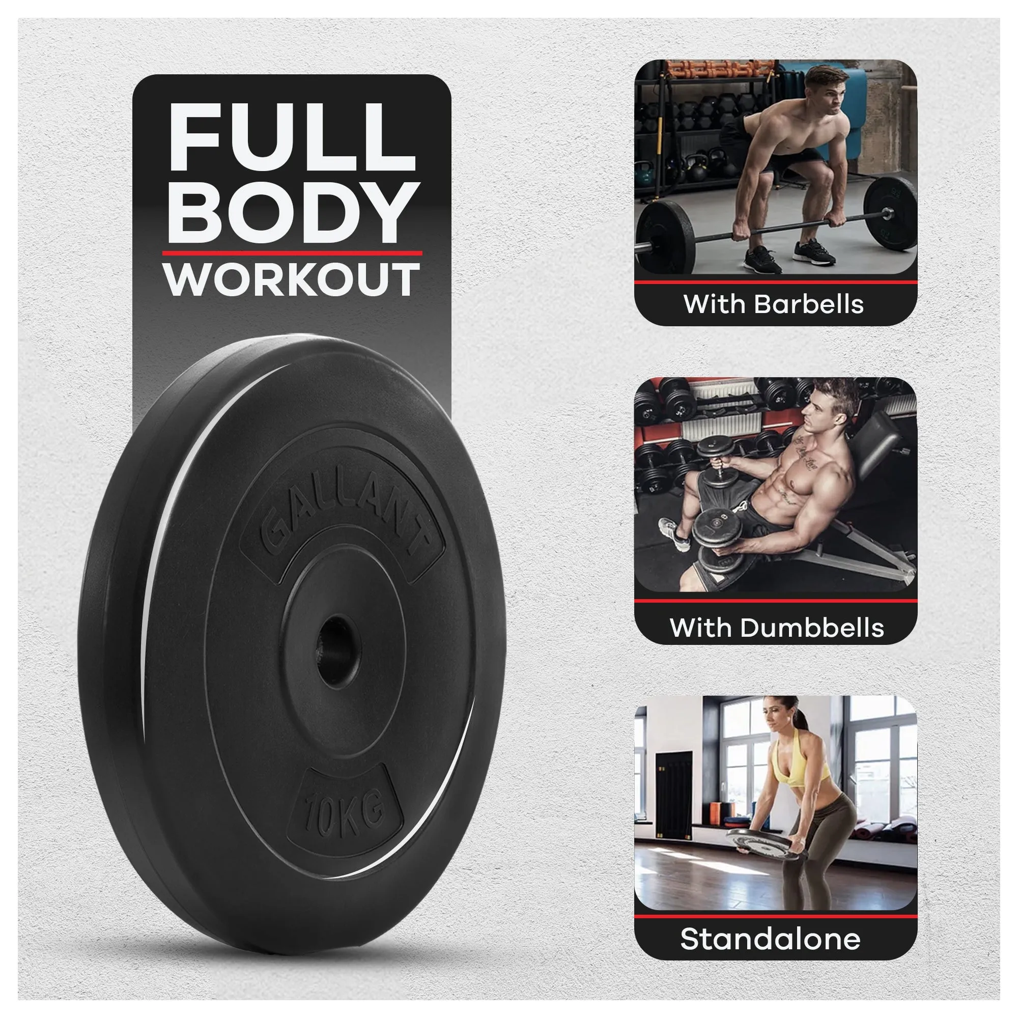 Gallant Weight Plates - 10kg Standard 1 Inch Vinyl Weights Discs 20KG-100KG - 10kg Weight Plates