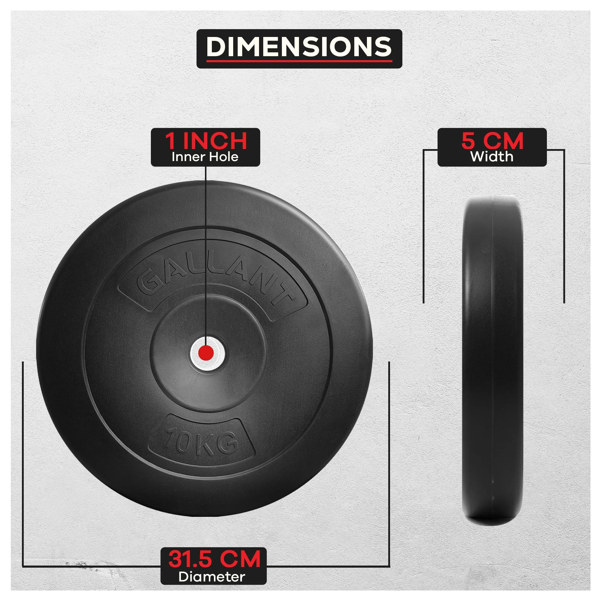 Gallant Weight Plates - 10kg Standard 1 Inch Vinyl Weights Discs 20KG-100KG - 10kg Weight Plates