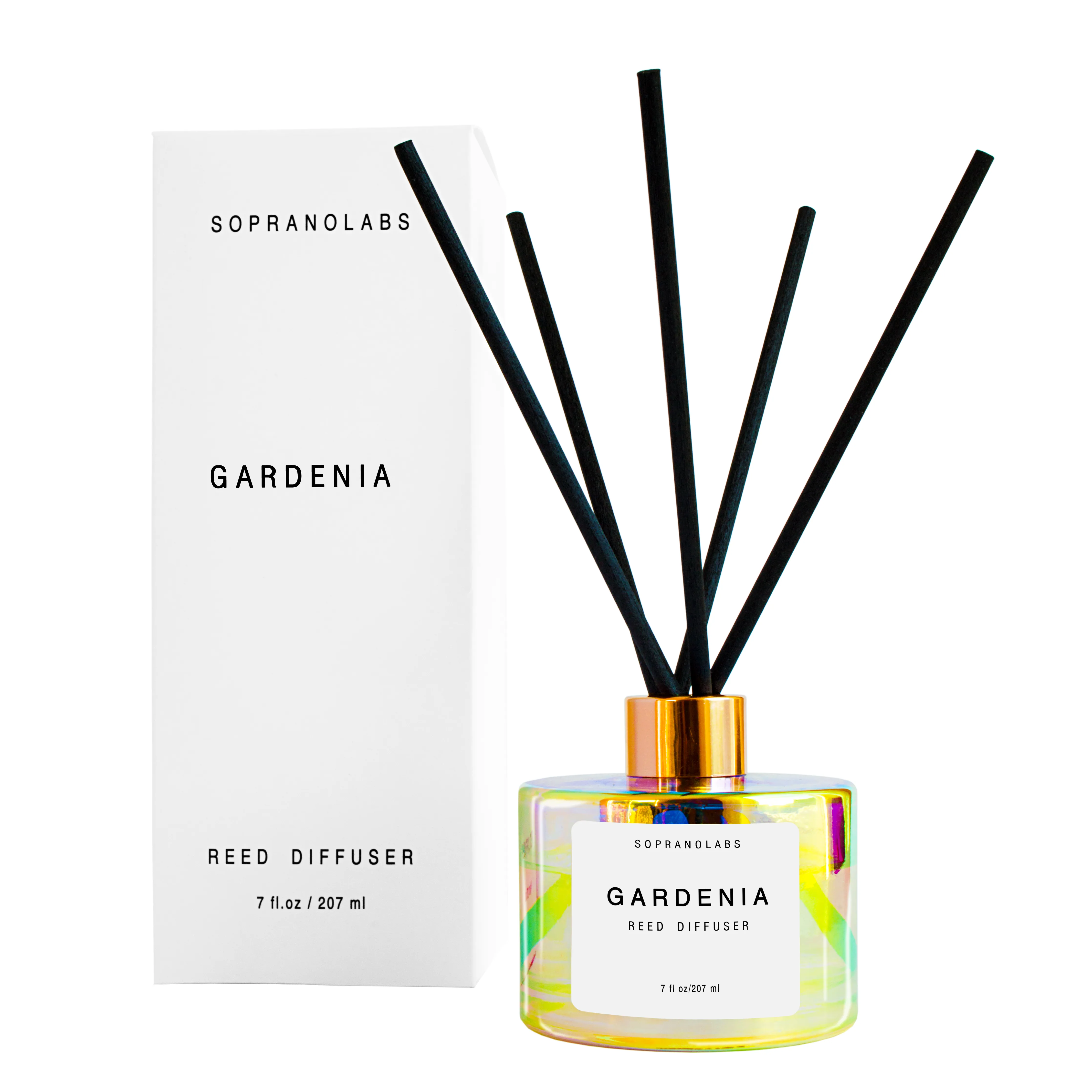 GARDENIA Reed Diffuser. Luxury Home Scent.7 fl oz. Gift. SPA: Black reeds
