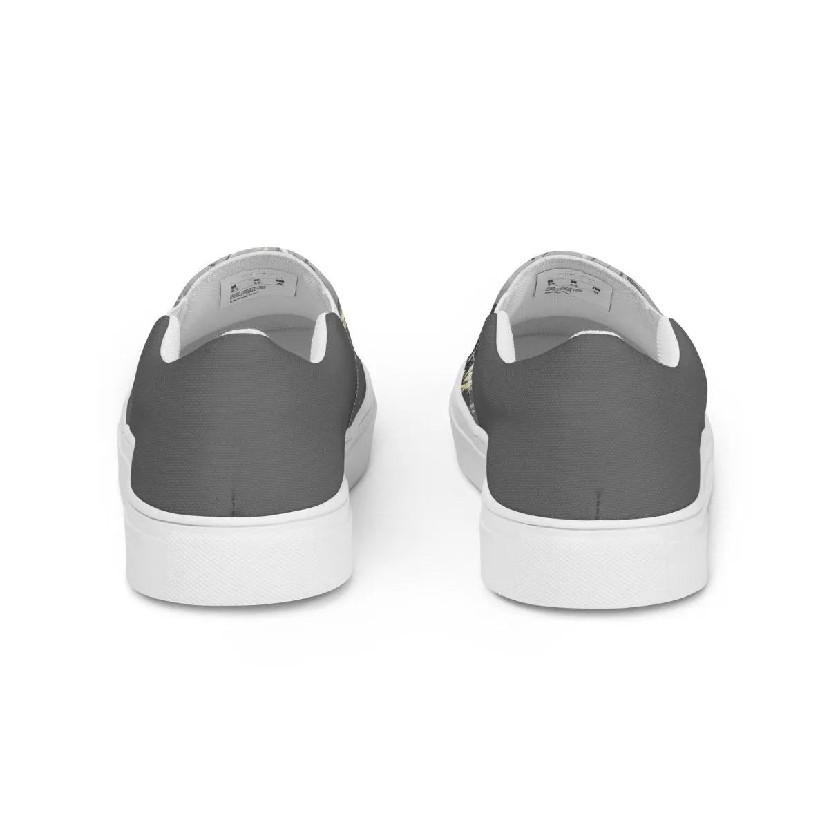 Grey Floral Slip-On Shoes