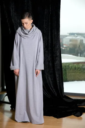 Grey Kaftan Dress, Women Turtleneck Dress, Long Sleeve Winter Dress, Plus Size Clothing, Minimalist Dress, Pocket Dress, Loose Maxi Dress