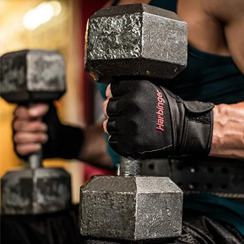 Harbinger Pro Wristwrap Weightlifting Gloves with Vented Cushioned Leather Palm (Pair), Small
