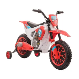 Homcom 12V Kids Electric Motorcycle Ride-On With Training Wheels For Ages 3-6 Years - Red