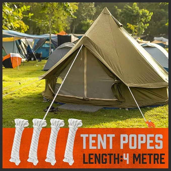 HORUSDY 26 Pack Heavy Duty Tent Stakes Tent Pegs Camping Stakes with with 4x13ft Rope & 1 Stopper T Pull Hook