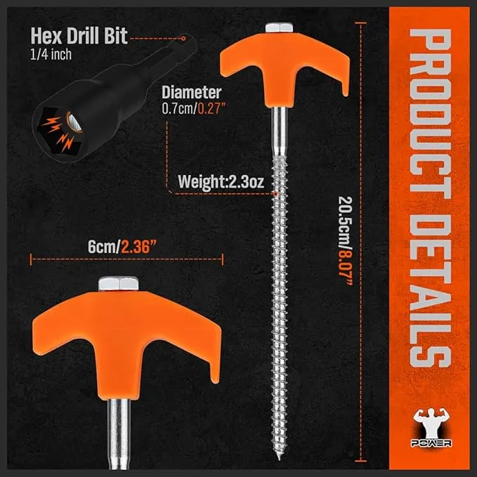 HORUSDY 26 Pack Heavy Duty Tent Stakes Tent Pegs Camping Stakes with with 4x13ft Rope & 1 Stopper T Pull Hook