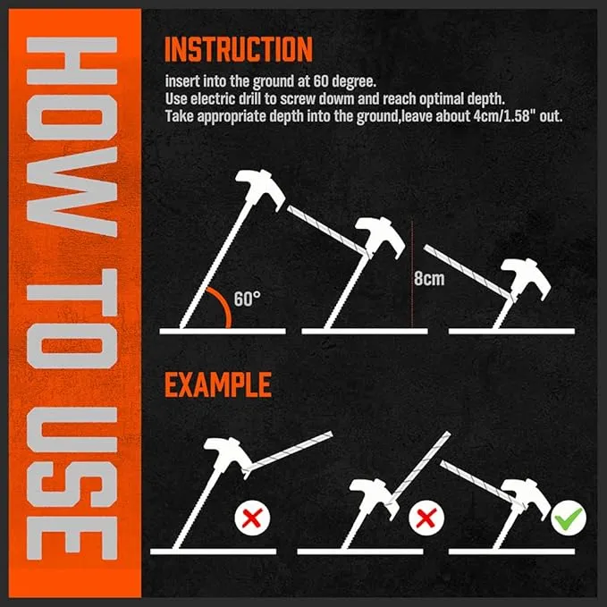 HORUSDY 26 Pack Heavy Duty Tent Stakes Tent Pegs Camping Stakes with with 4x13ft Rope & 1 Stopper T Pull Hook