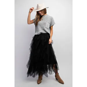 Jolie Ruffled Tulle Midi Skirt