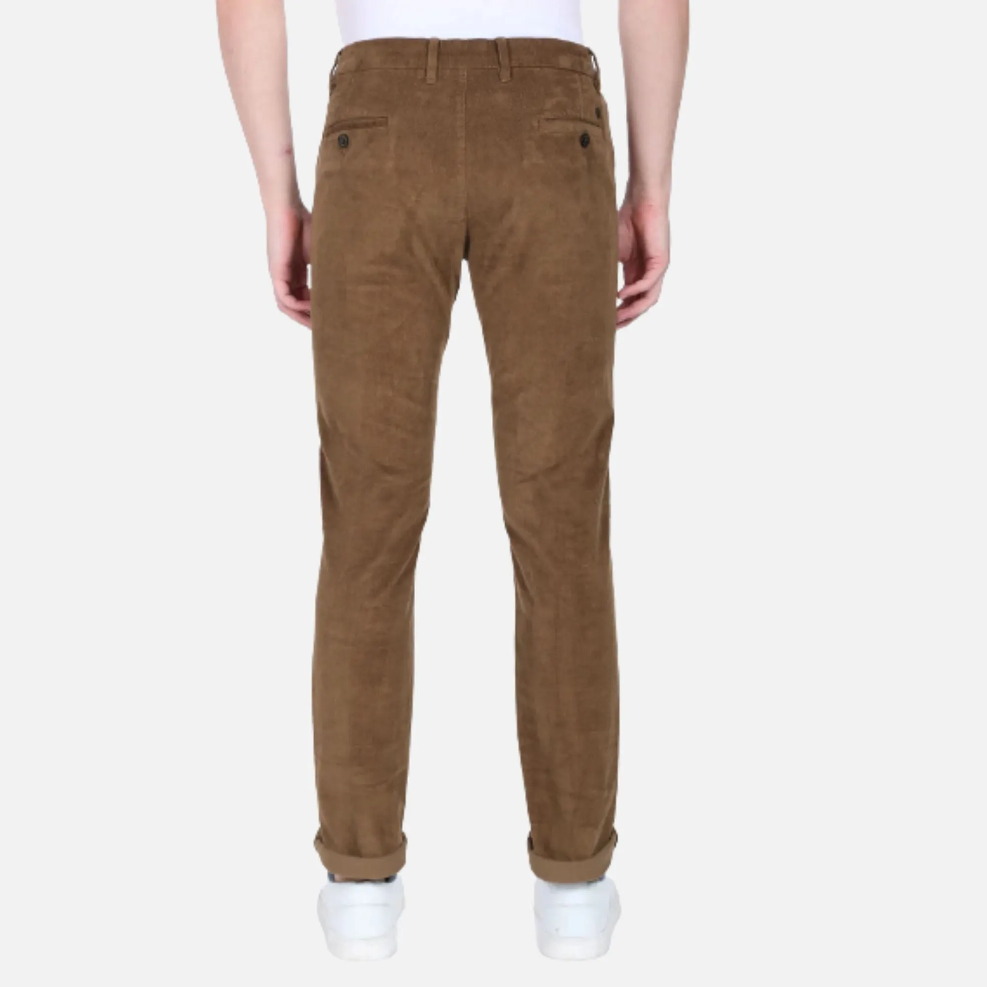 Khaki Low Rise Bronson Slim Fit Corduroy Casual Arrow Trousers